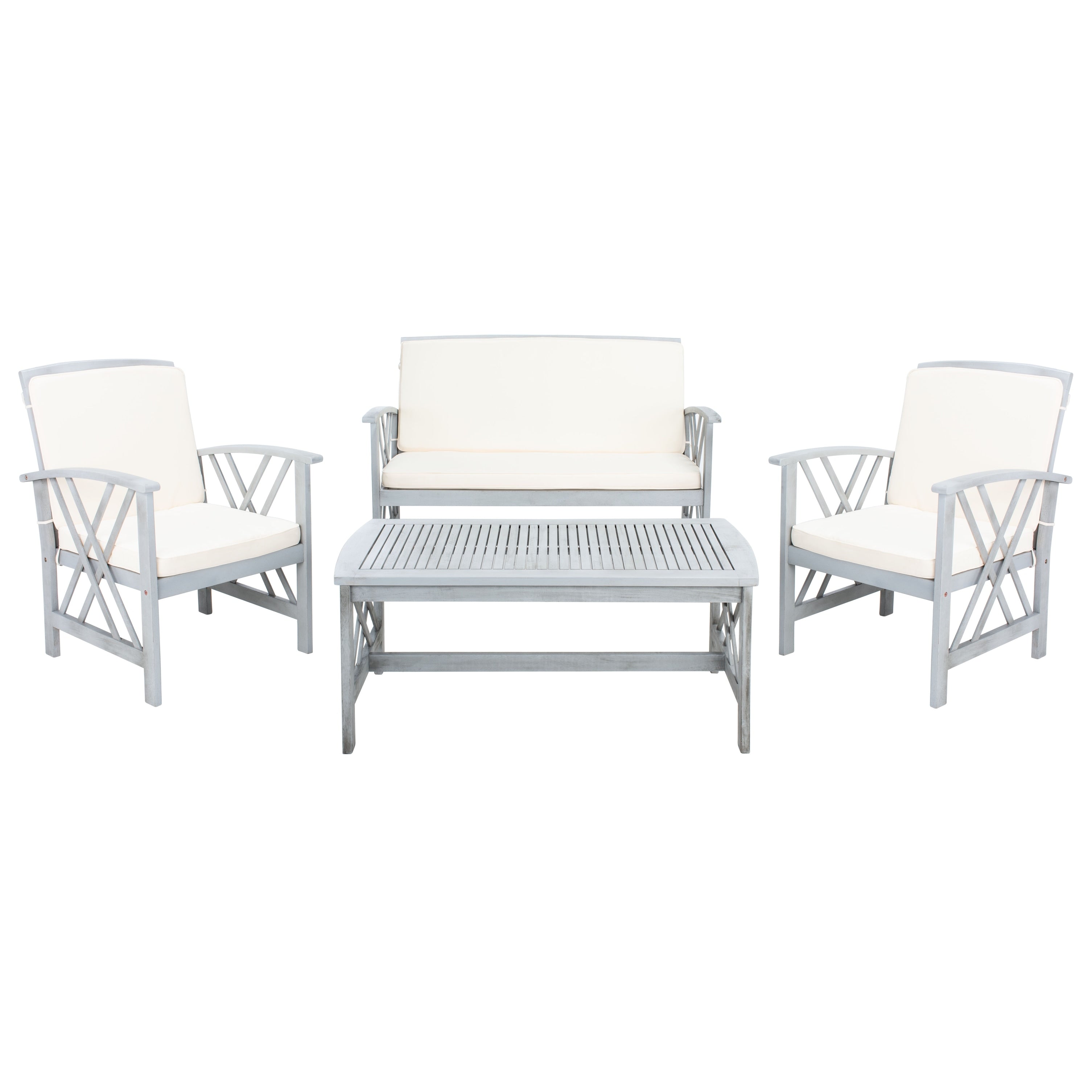 Ensemble de jardin 4 pièces en bois d'acacia massif SAFAVIEH Fontana - 47 L x 26 P x 33 H