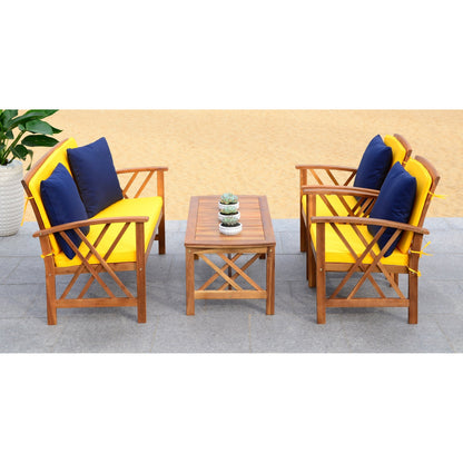 Ensemble de jardin 4 pièces en bois d'acacia massif SAFAVIEH Fontana - 47 L x 26 P x 33 H