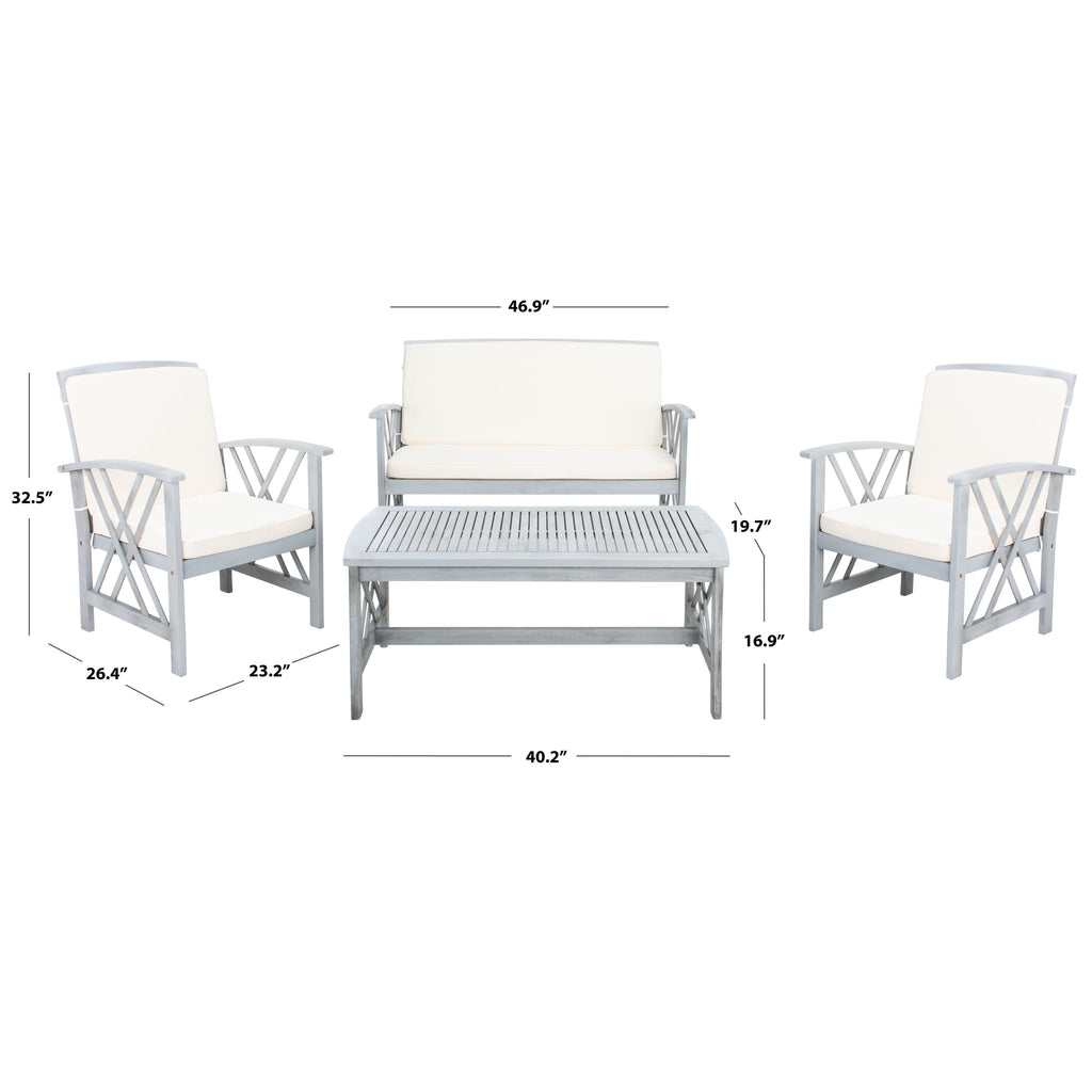 Ensemble de jardin 4 pièces en bois d'acacia massif SAFAVIEH Fontana - 47 L x 26 P x 33 H