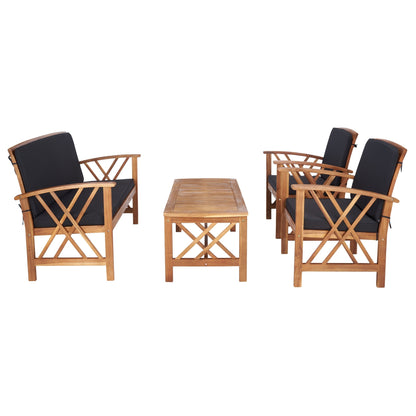 Ensemble de jardin 4 pièces en bois d'acacia massif SAFAVIEH Fontana - 47 L x 26 P x 33 H