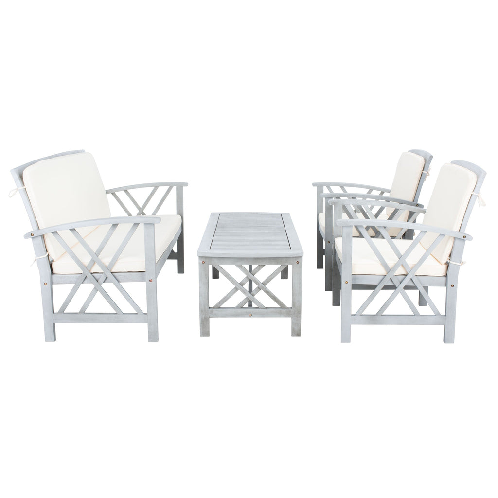 Ensemble de jardin 4 pièces en bois d'acacia massif SAFAVIEH Fontana - 47 L x 26 P x 33 H
