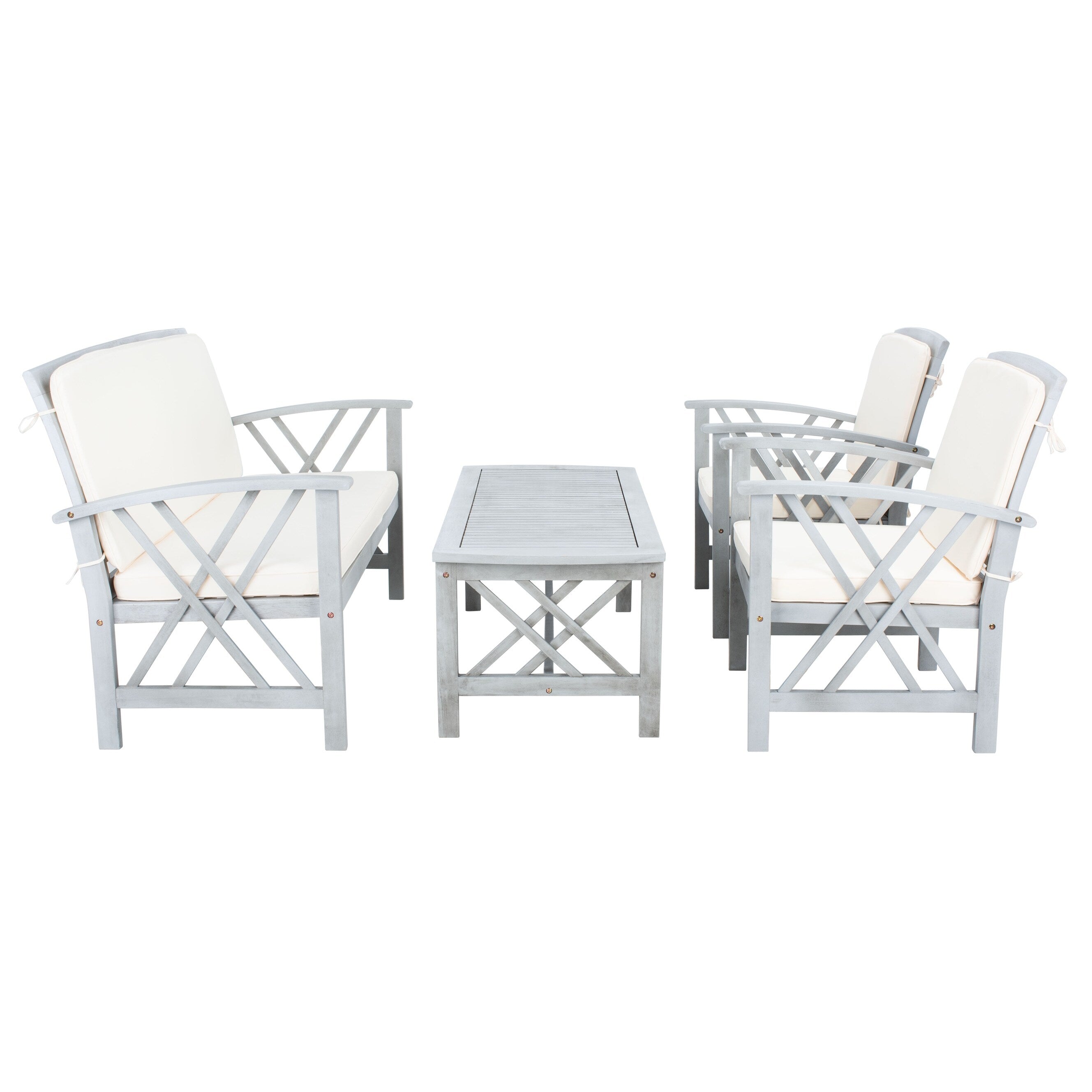 Ensemble de jardin 4 pièces en bois d'acacia massif SAFAVIEH Fontana - 47 L x 26 P x 33 H
