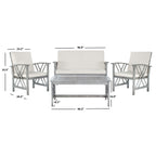 Ensemble de jardin 4 pièces en bois d'acacia massif SAFAVIEH Fontana - 47 L x 26 P x 33 H