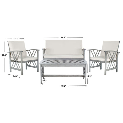 Ensemble de jardin 4 pièces en bois d'acacia massif SAFAVIEH Fontana - 47 L x 26 P x 33 H