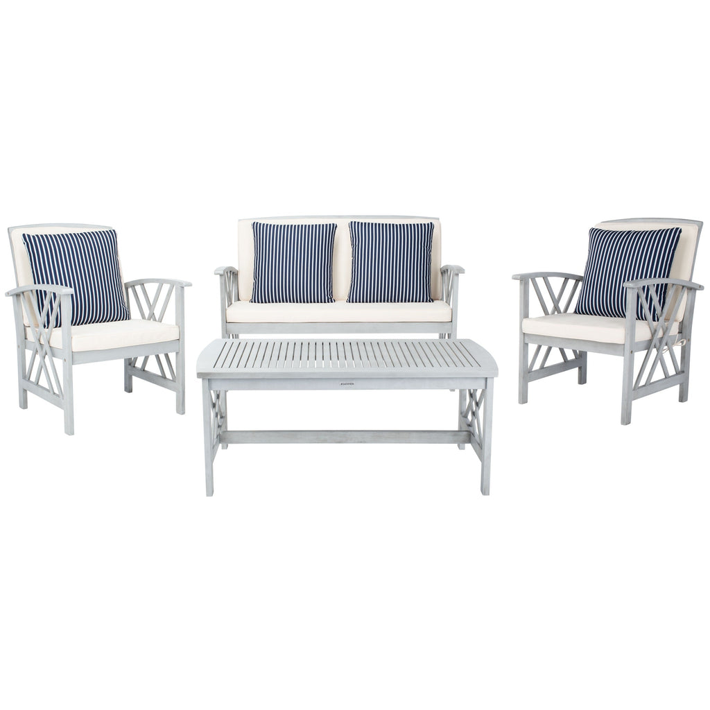 Ensemble de jardin 4 pièces en bois d'acacia massif SAFAVIEH Fontana - 47 L x 26 P x 33 H