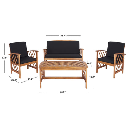 Ensemble de jardin 4 pièces en bois d'acacia massif SAFAVIEH Fontana - 47 L x 26 P x 33 H
