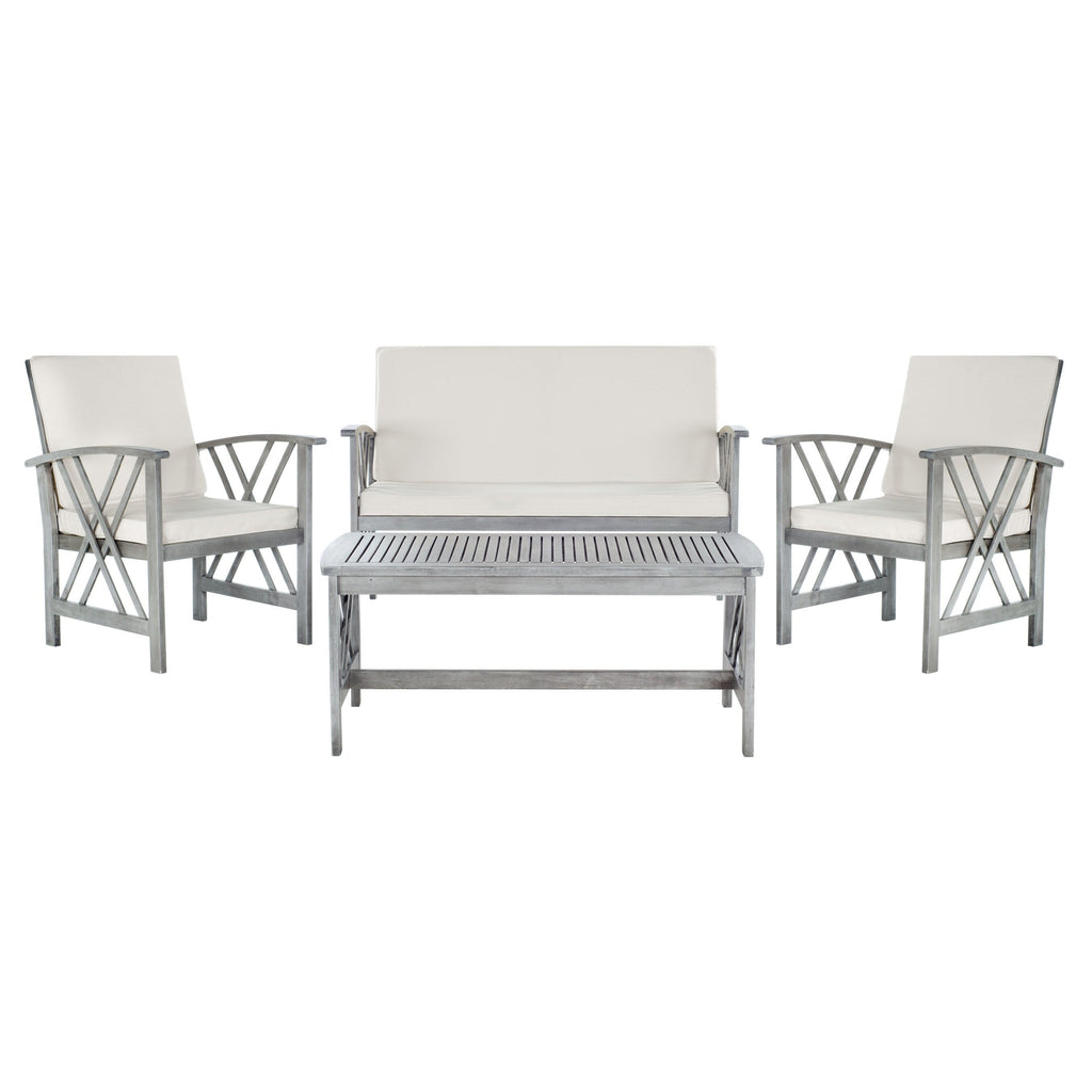Ensemble de jardin 4 pièces en bois d'acacia massif SAFAVIEH Fontana - 47 L x 26 P x 33 H