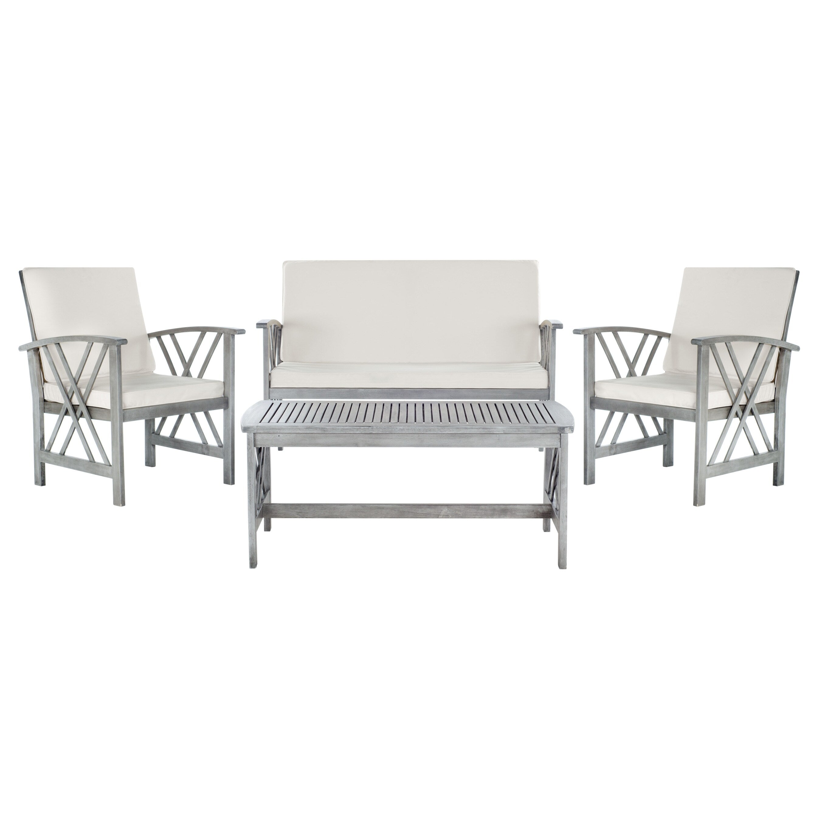 Ensemble de jardin 4 pièces en bois d'acacia massif SAFAVIEH Fontana - 47 L x 26 P x 33 H