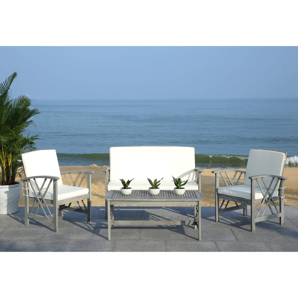 Ensemble de jardin 4 pièces en bois d'acacia massif SAFAVIEH Fontana - 47 L x 26 P x 33 H