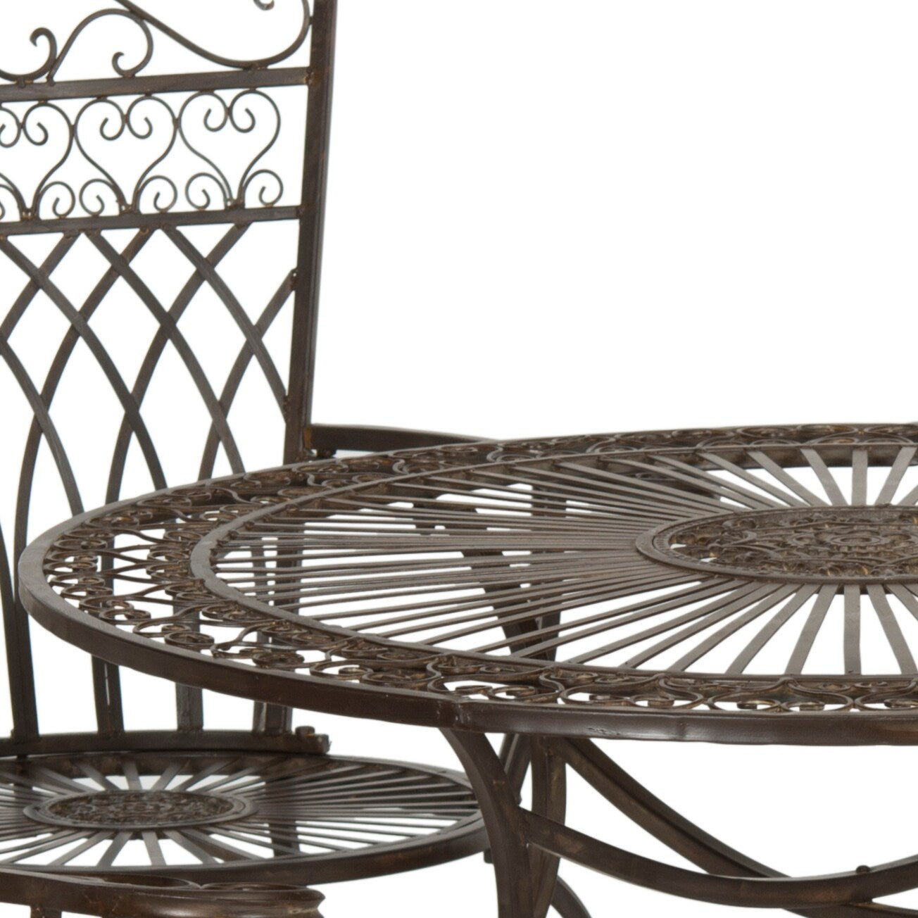 Ensemble de patio extérieur 5 pièces SAFAVIEH Jaylene en fer forgé de style victorien - 39 l x 39 p x 29 h