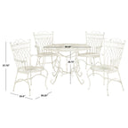 Ensemble de patio extérieur 5 pièces SAFAVIEH Jaylene en fer forgé de style victorien - 39 l x 39 p x 29 h