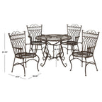 Ensemble de patio extérieur 5 pièces SAFAVIEH Jaylene en fer forgé de style victorien - 39 l x 39 p x 29 h
