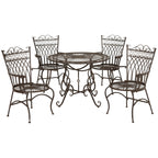 Ensemble de patio extérieur 5 pièces SAFAVIEH Jaylene en fer forgé de style victorien - 39 l x 39 p x 29 h