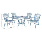 Ensemble de patio extérieur 5 pièces SAFAVIEH Jaylene en fer forgé de style victorien - 39 l x 39 p x 29 h