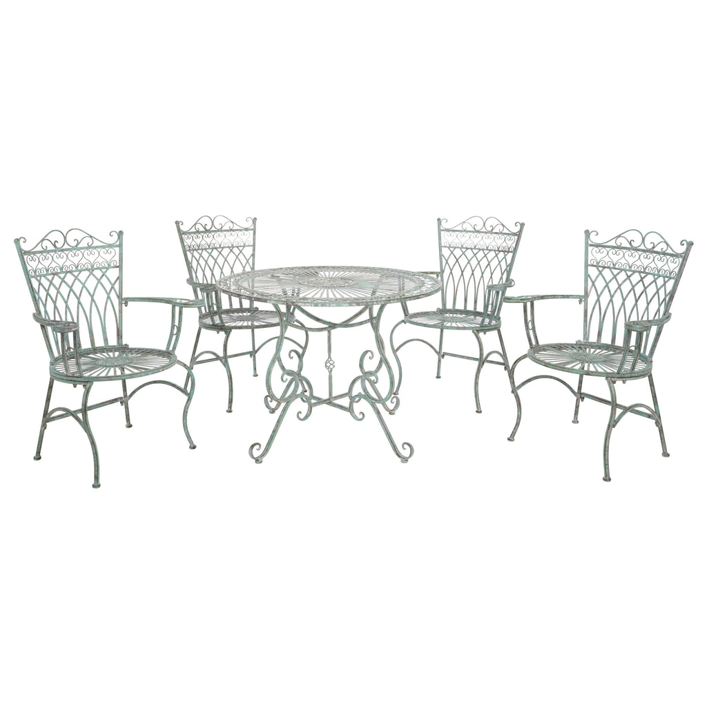 Ensemble de patio extérieur 5 pièces SAFAVIEH Jaylene en fer forgé de style victorien - 39 l x 39 p x 29 h