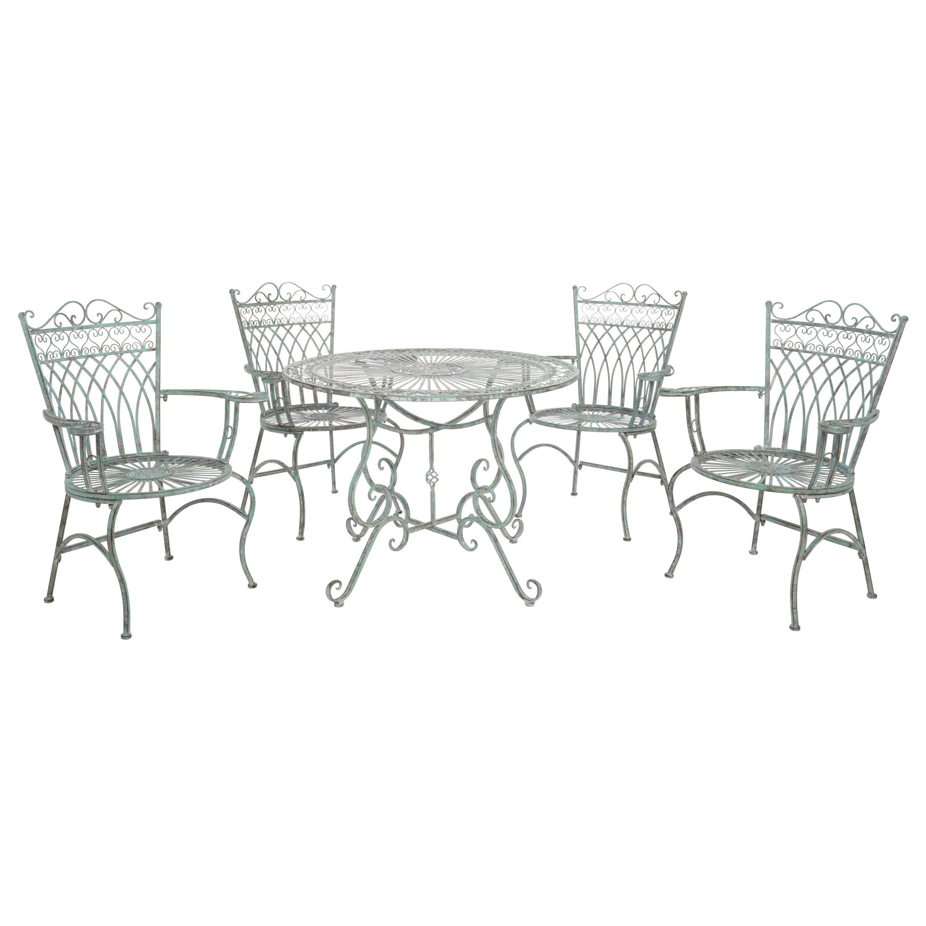 Ensemble de patio extérieur 5 pièces SAFAVIEH Jaylene en fer forgé de style victorien - 39 l x 39 p x 29 h