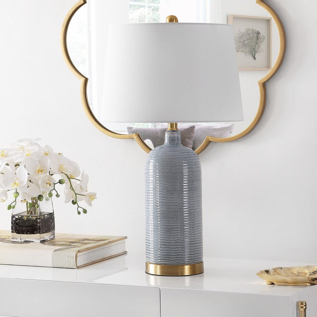 Lampe de table en verre Branddis de SAFAVIEH Lighting (26,75 pouces) – 15 x 15 x 26,8 – 15 x 15 x 27 cm
