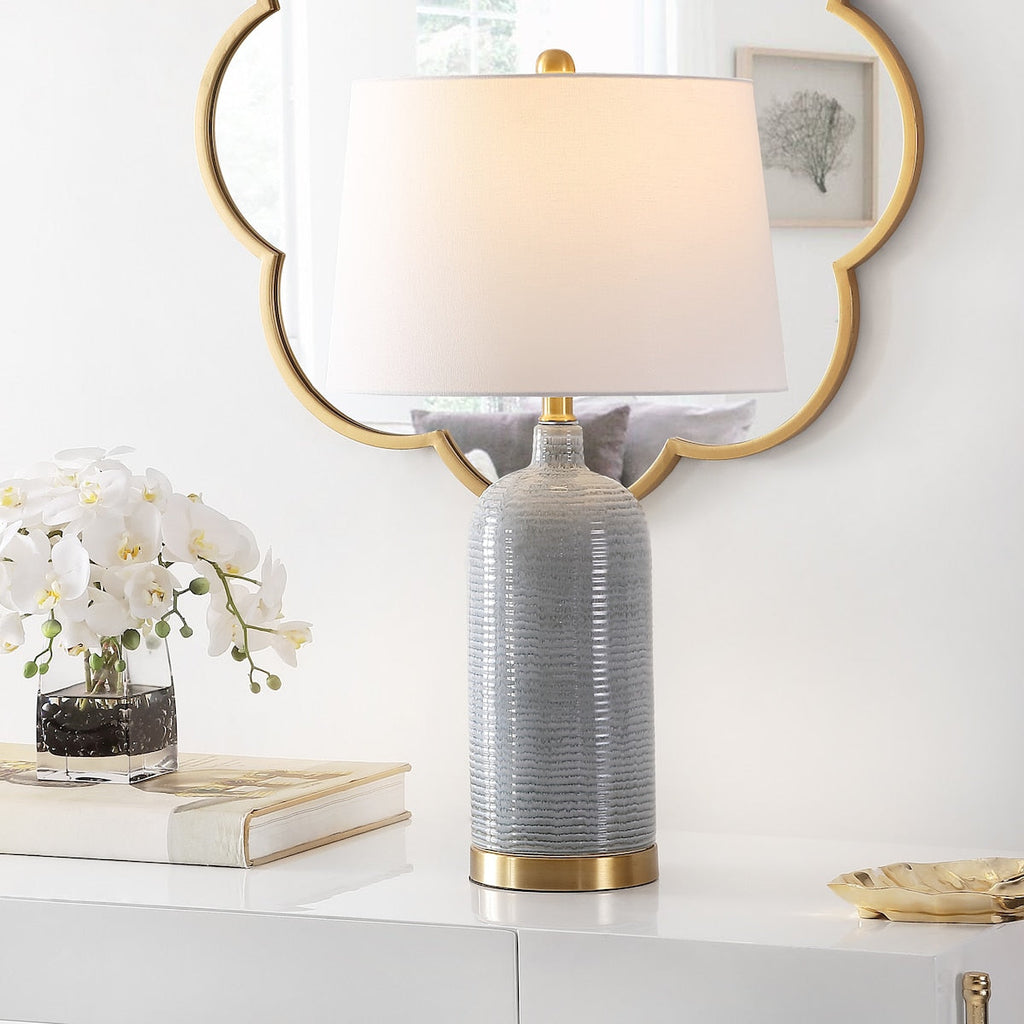 Lampe de table en verre Branddis de SAFAVIEH Lighting (26,75 pouces) – 15 x 15 x 26,8 – 15 x 15 x 27 cm