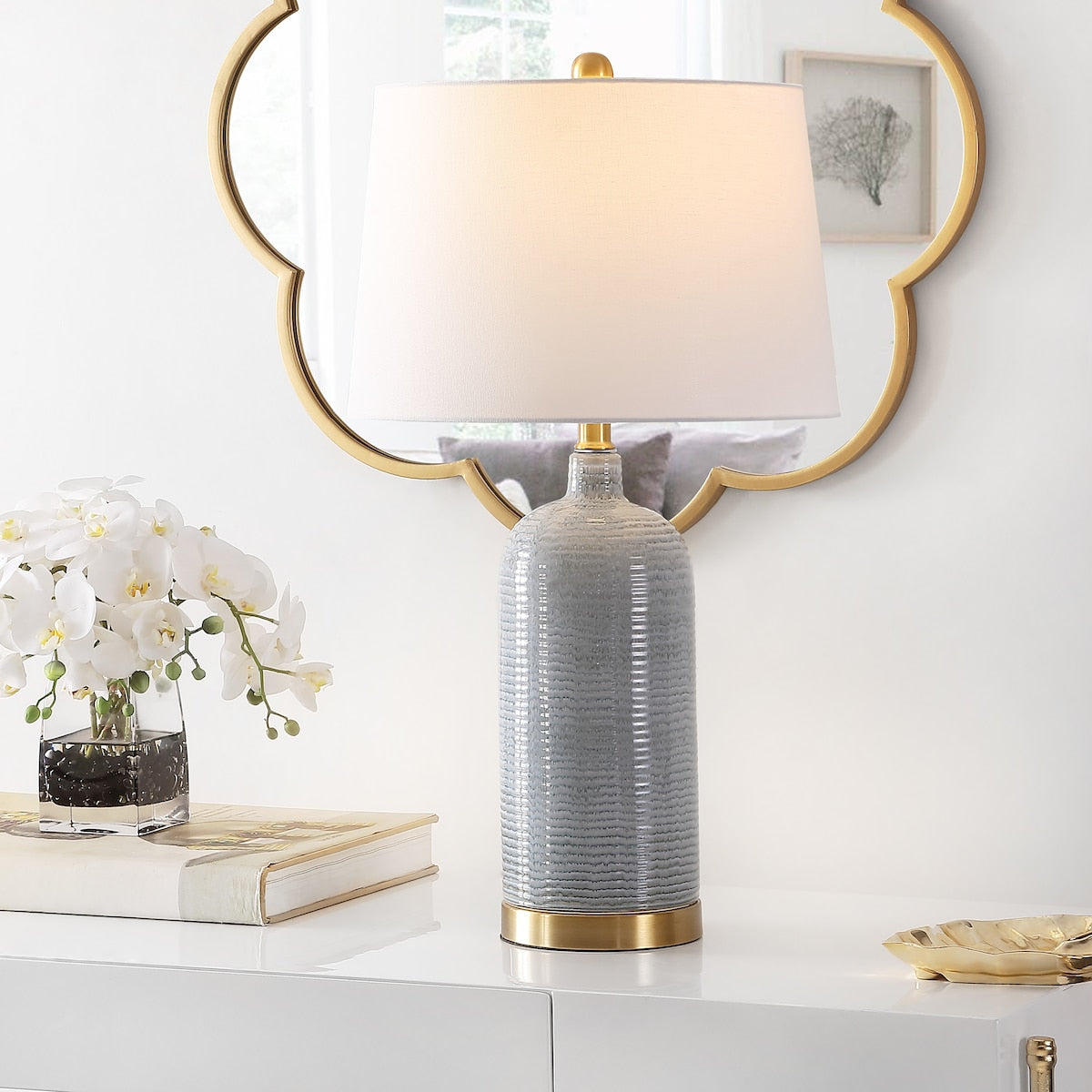 Lampe de table en verre Branddis de SAFAVIEH Lighting (26,75 pouces) – 15 x 15 x 26,8 – 15 x 15 x 27 cm