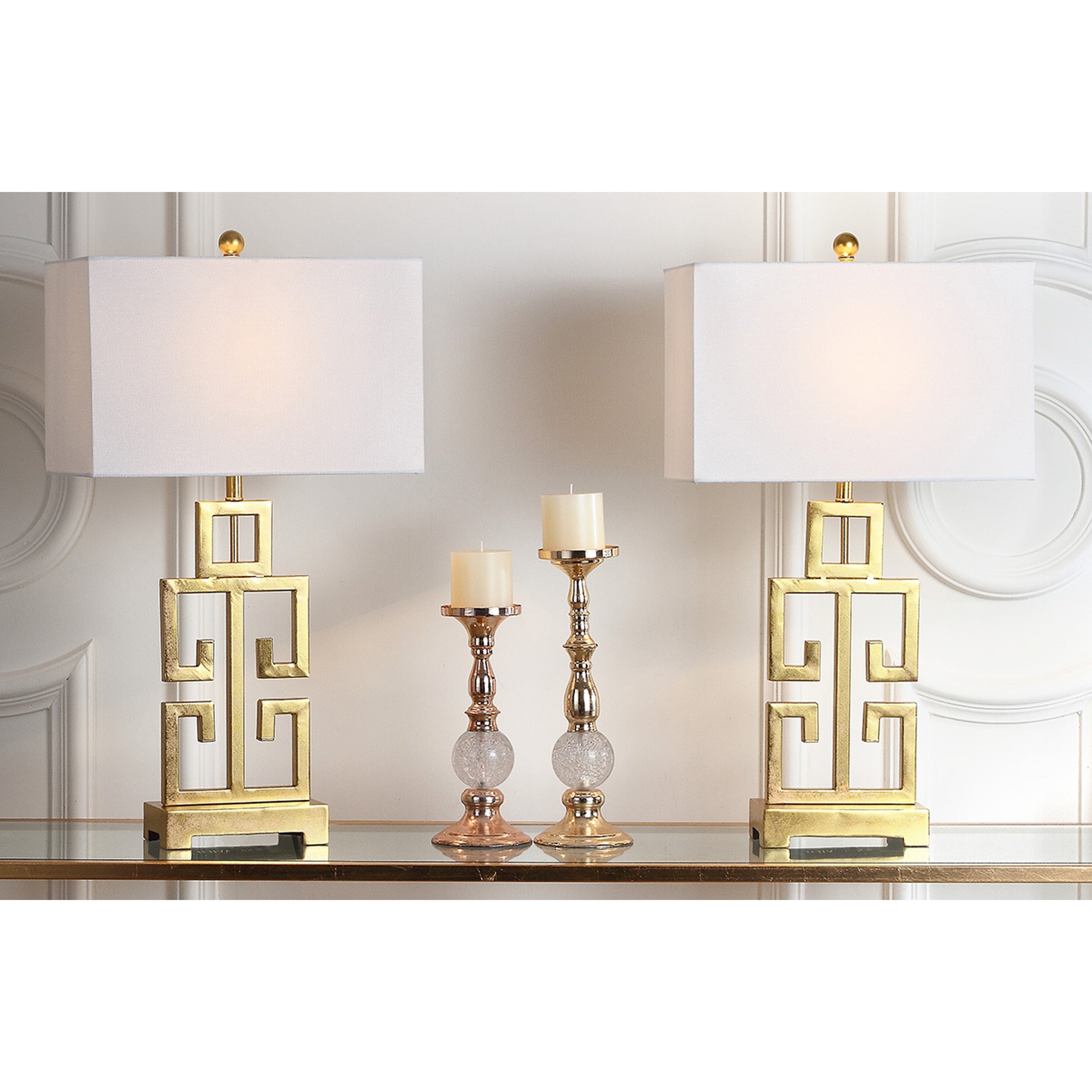 Lampe de table Chantelle de SAFAVIEH Lighting, 29 pouces, couleur or antique grec (lot de 2) – 16 l x 9 p x 29 h