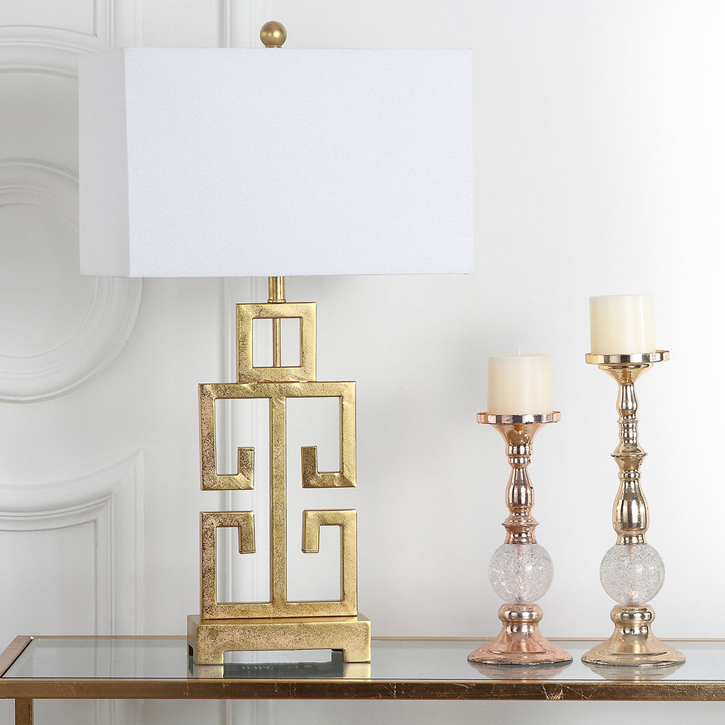 Lampe de table Chantelle de SAFAVIEH Lighting, 29 pouces, couleur or antique grec (lot de 2) – 16 l x 9 p x 29 h