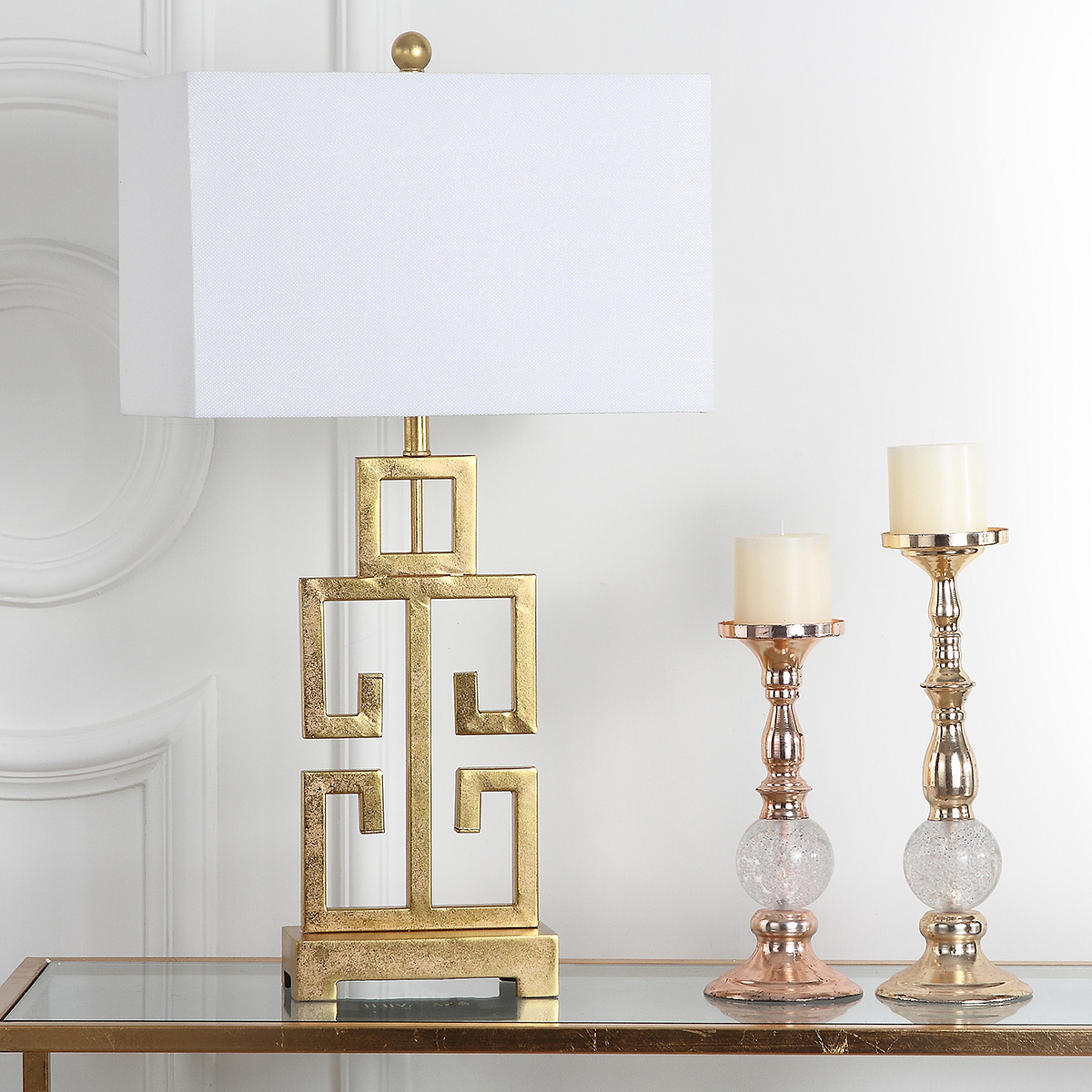 Lampe de table Chantelle de SAFAVIEH Lighting, 29 pouces, couleur or antique grec (lot de 2) – 16 l x 9 p x 29 h
