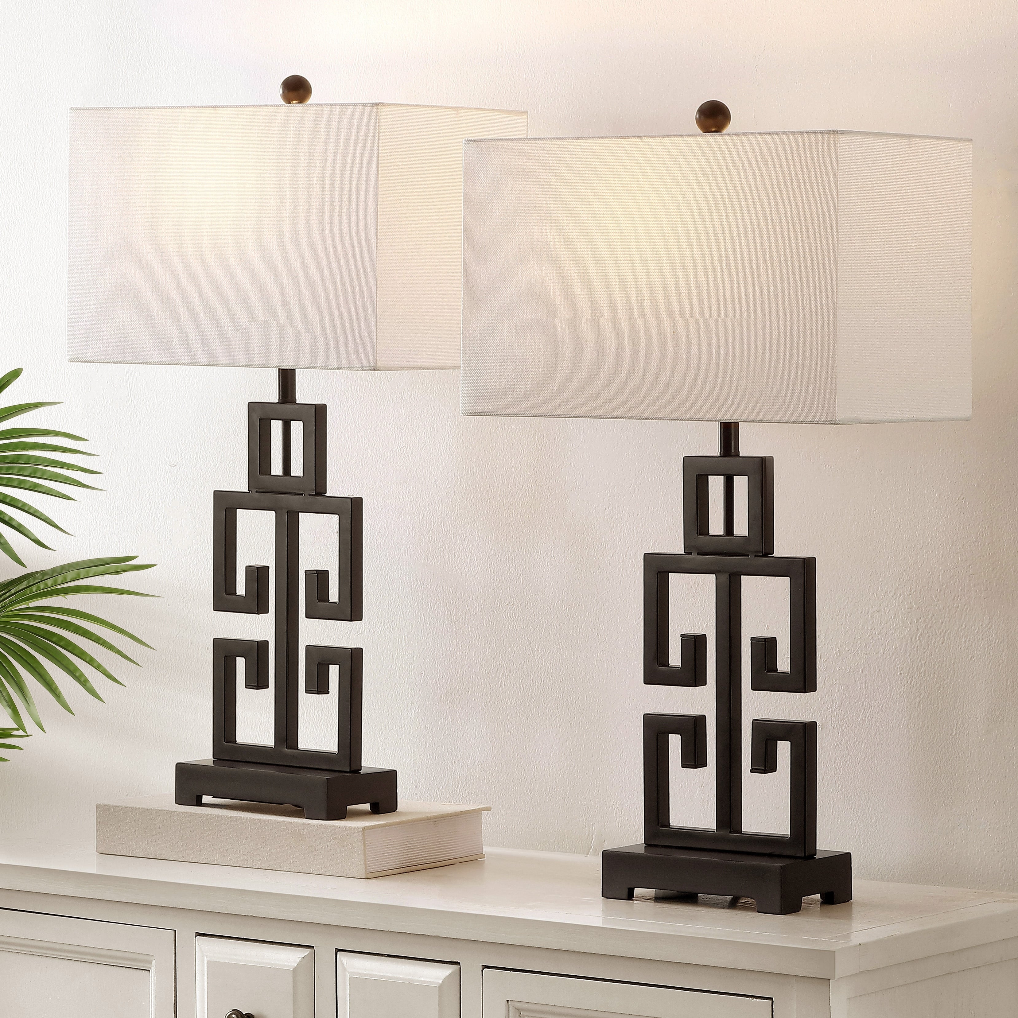 Lampe de table Chantelle de SAFAVIEH Lighting, 29 pouces, couleur or antique grec (lot de 2) – 16 l x 9 p x 29 h