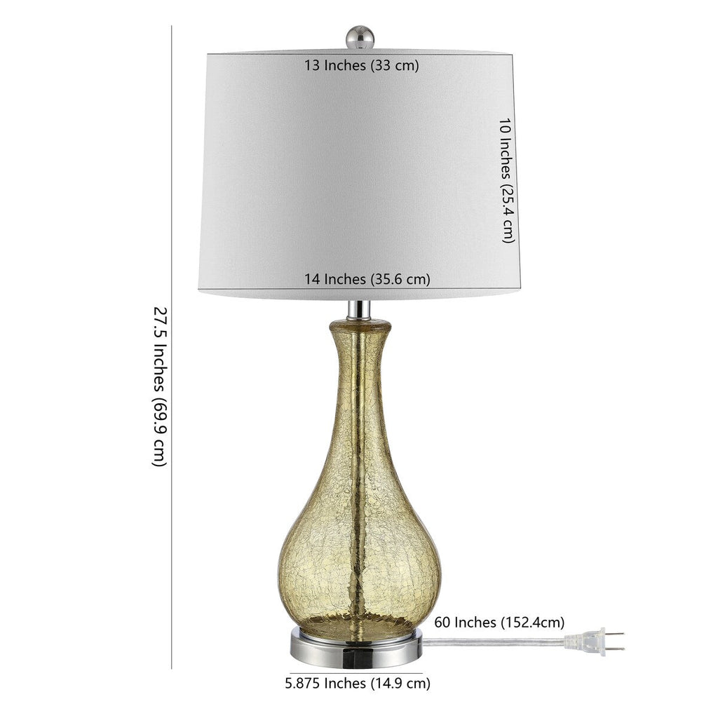 Lampe de table LED Elsgard de 71 cm en verre craquelé de SAFAVIEH Lighting – 14 l x 14 p x 28 h – 14 l x 14 p x 28 h