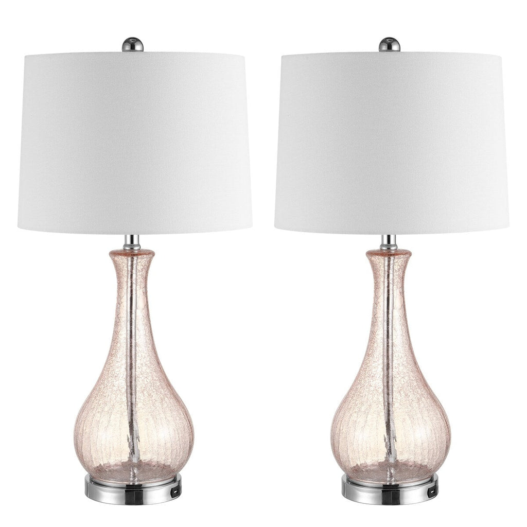 Lampe de table LED Elsgard de 71 cm en verre craquelé de SAFAVIEH Lighting – 14 l x 14 p x 28 h – 14 l x 14 p x 28 h