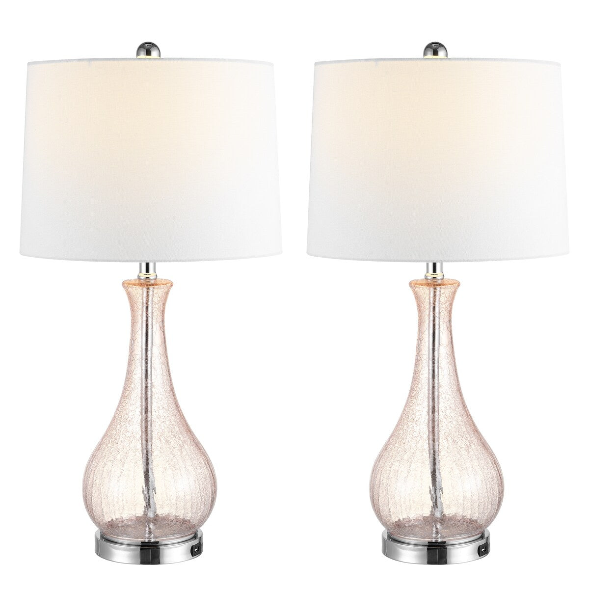 Lampe de table LED Elsgard de 71 cm en verre craquelé de SAFAVIEH Lighting – 14 l x 14 p x 28 h – 14 l x 14 p x 28 h