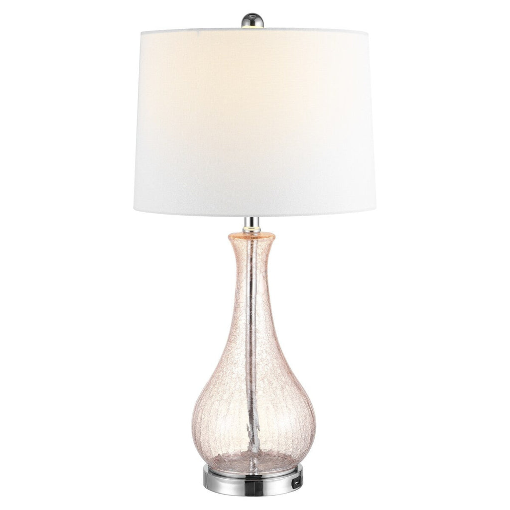 Lampe de table LED Elsgard de 71 cm en verre craquelé de SAFAVIEH Lighting – 14 l x 14 p x 28 h – 14 l x 14 p x 28 h