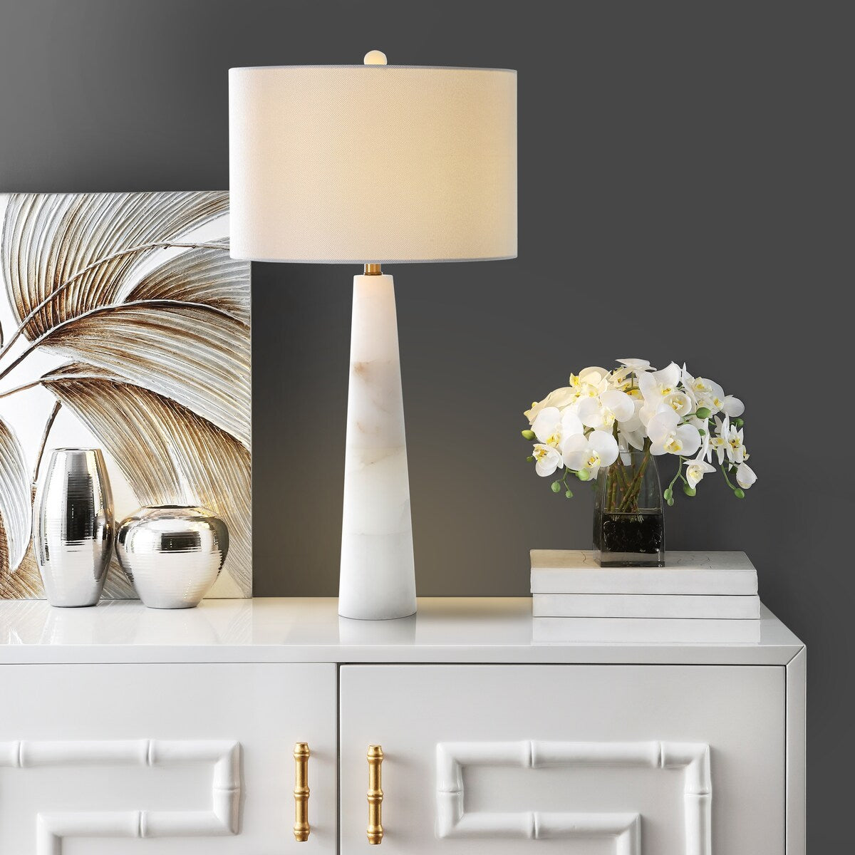 Lampe de table LED Giorgiana 30 pouces en albâtre de SAFAVIEH Lighting - 15 x 15 x 30 cm - 15 l x 15 p x 30 h