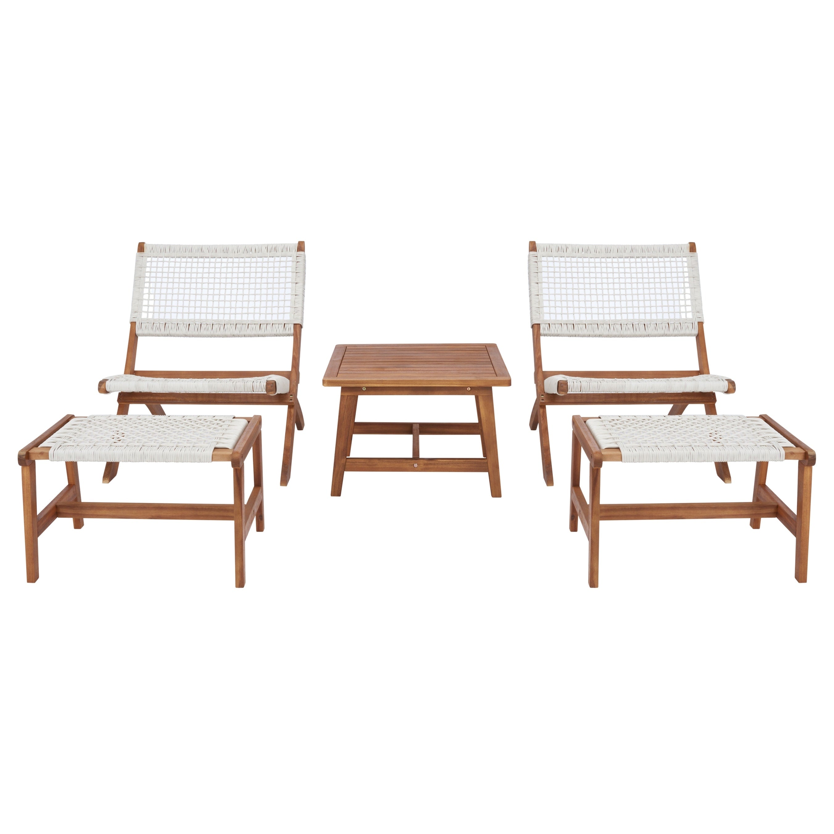 Ensemble de chaises et table d'extérieur SAFAVIEH Lissy en acacia et corde - 24 l x 28 p x 31 h