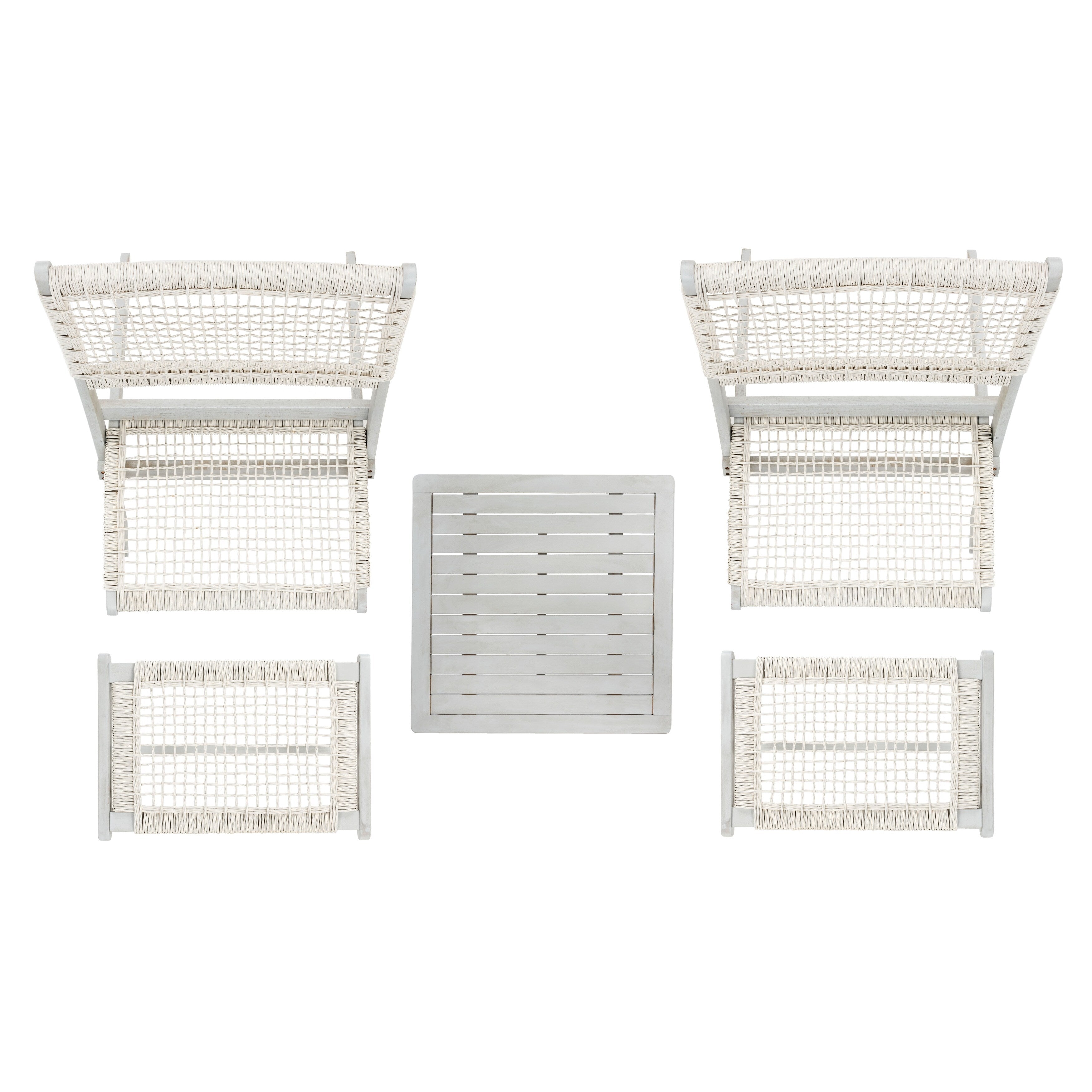 Ensemble de chaises et table d'extérieur SAFAVIEH Lissy en acacia et corde - 24 l x 28 p x 31 h