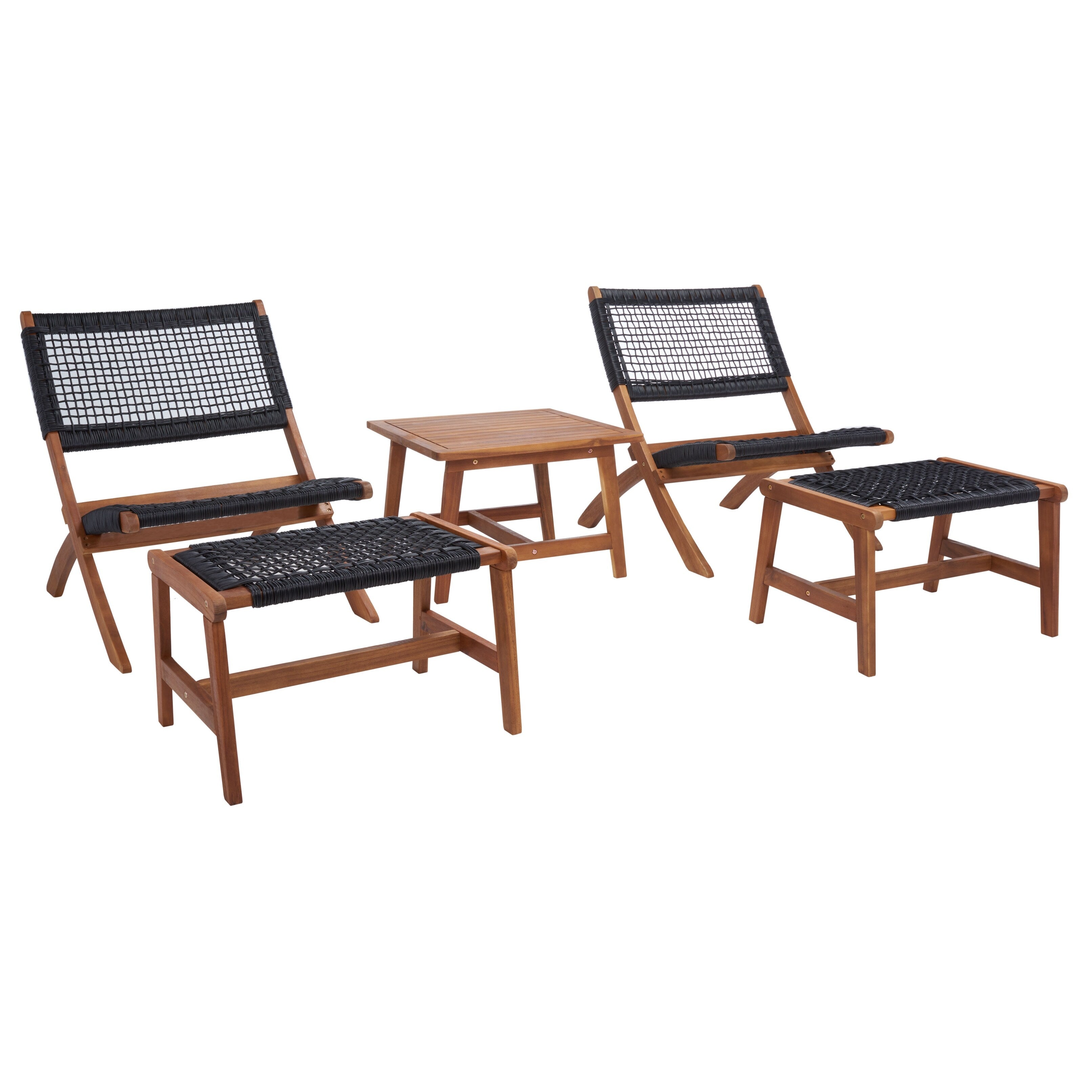 Ensemble de chaises et table d'extérieur SAFAVIEH Lissy en acacia et corde - 24 l x 28 p x 31 h