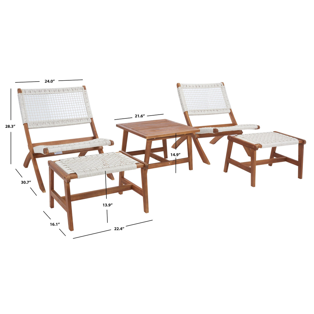 Ensemble de chaises et table d'extérieur SAFAVIEH Lissy en acacia et corde - 24 l x 28 p x 31 h