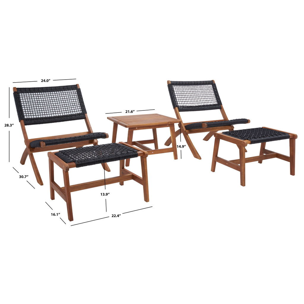 Ensemble de chaises et table d'extérieur SAFAVIEH Lissy en acacia et corde - 24 l x 28 p x 31 h