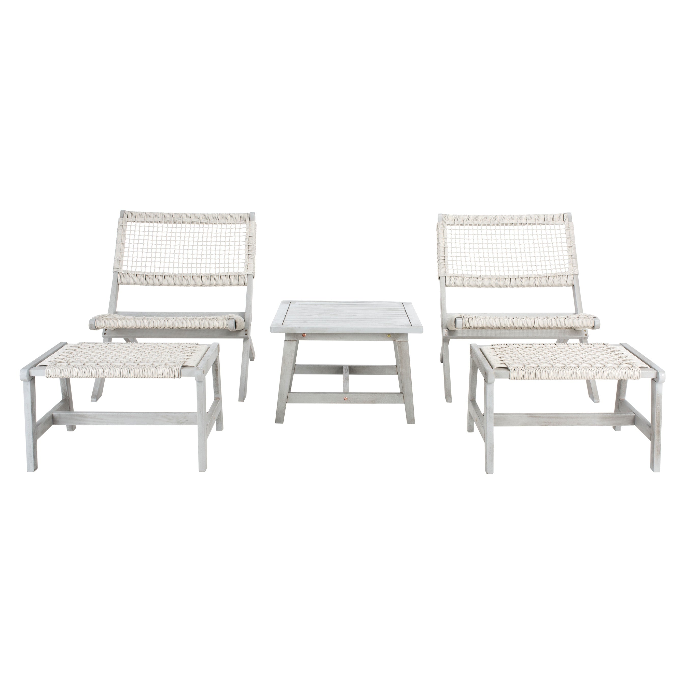 Ensemble de chaises et table d'extérieur SAFAVIEH Lissy en acacia et corde - 24 l x 28 p x 31 h