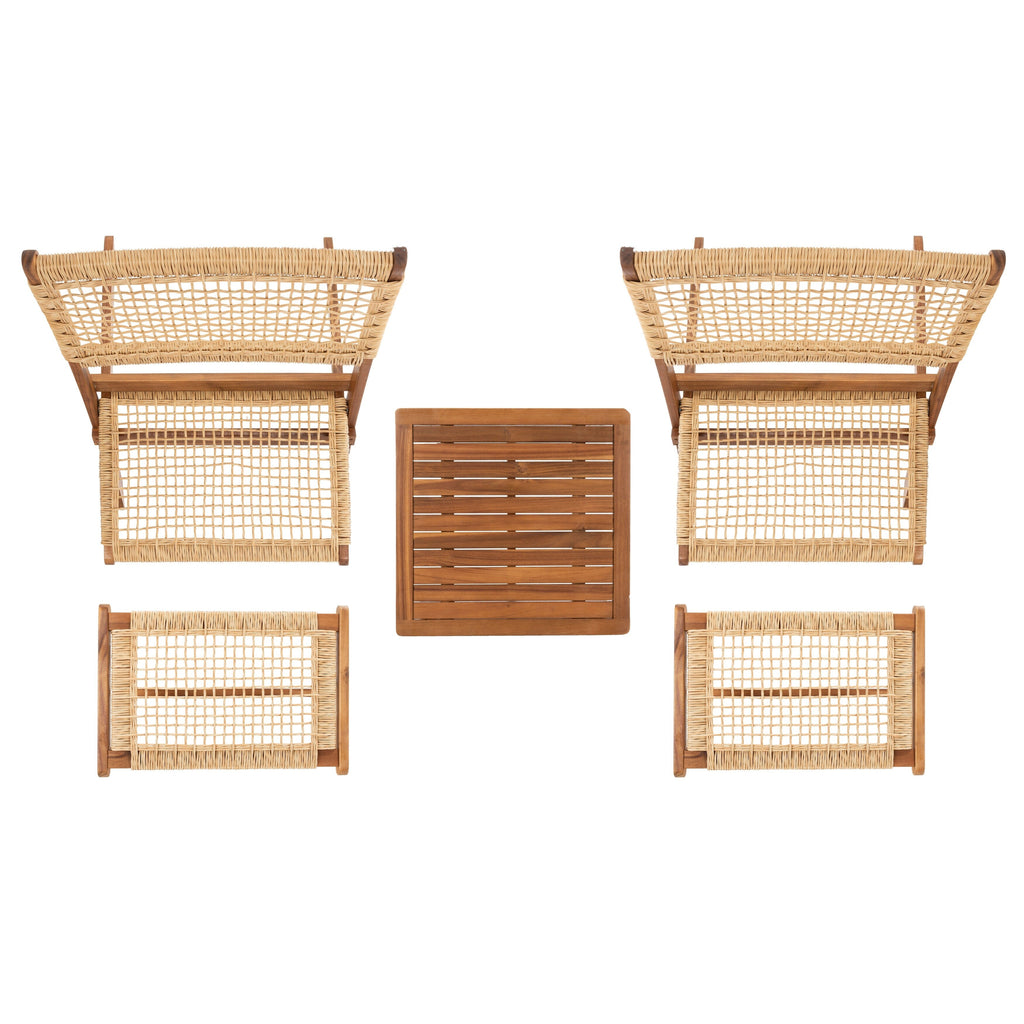 Ensemble de chaises et table d'extérieur SAFAVIEH Lissy en acacia et corde - 24 l x 28 p x 31 h