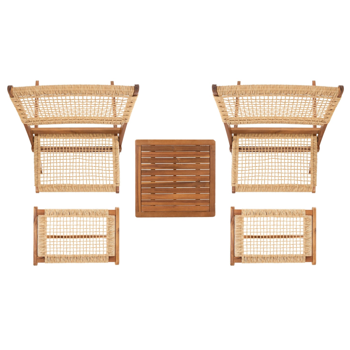 Ensemble de chaises et table d'extérieur SAFAVIEH Lissy en acacia et corde - 24 l x 28 p x 31 h