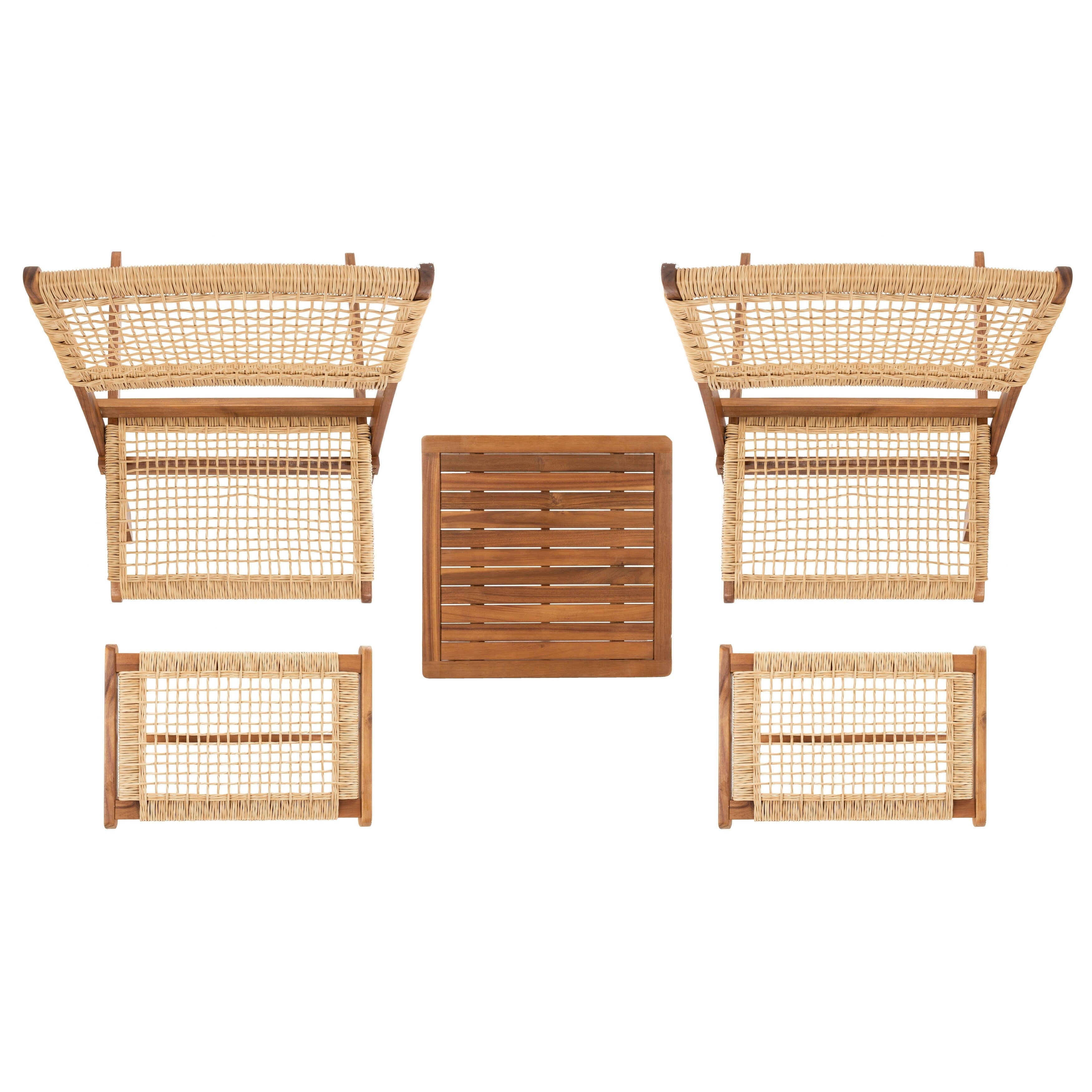 Ensemble de chaises et table d'extérieur SAFAVIEH Lissy en acacia et corde - 24 l x 28 p x 31 h