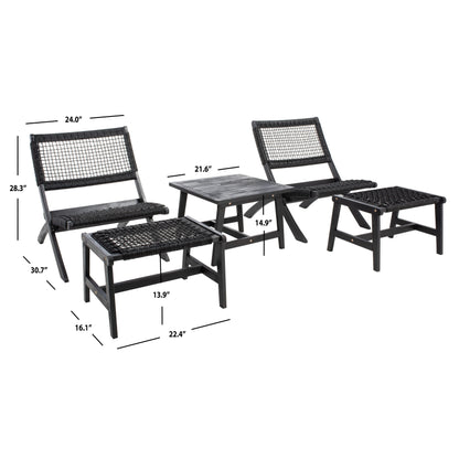 Ensemble de chaises et table d'extérieur SAFAVIEH Lissy en acacia et corde - 24 l x 28 p x 31 h
