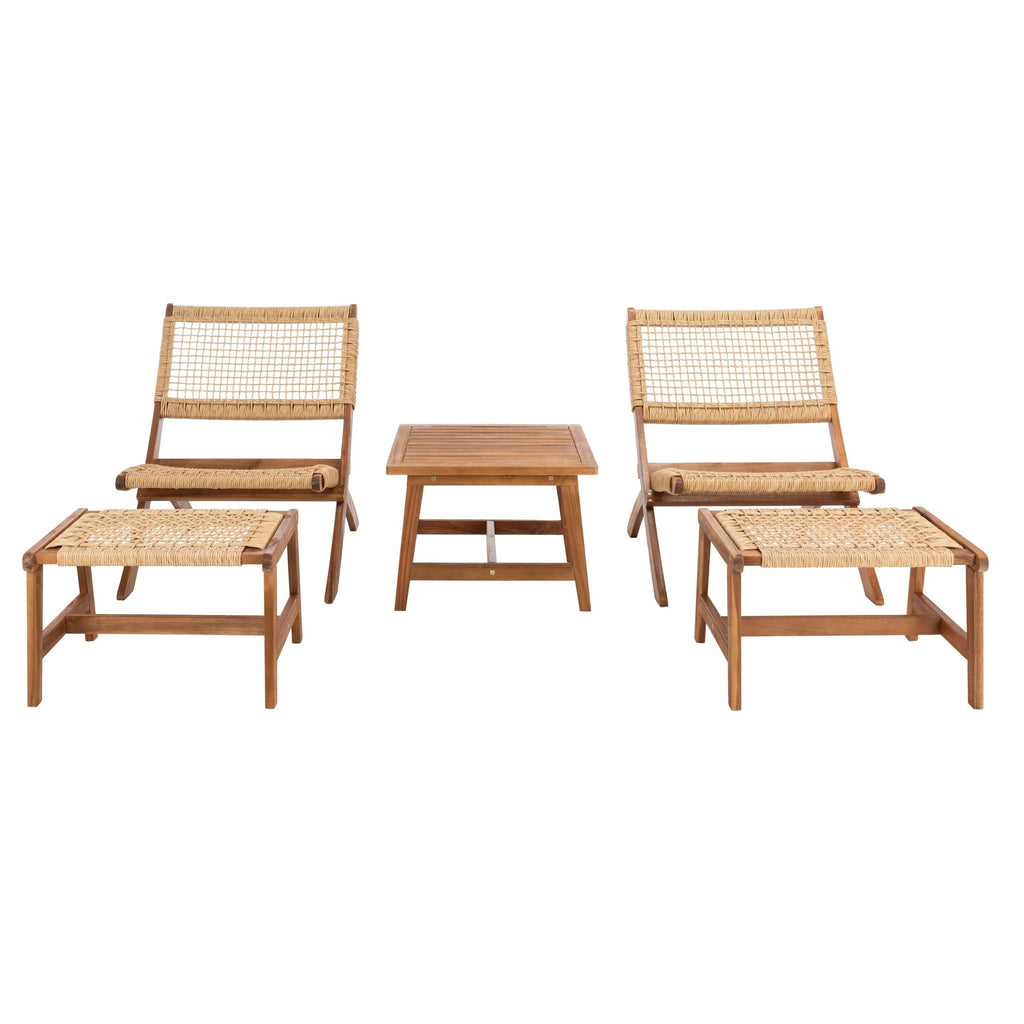 Ensemble de chaises et table d'extérieur SAFAVIEH Lissy en acacia et corde - 24 l x 28 p x 31 h