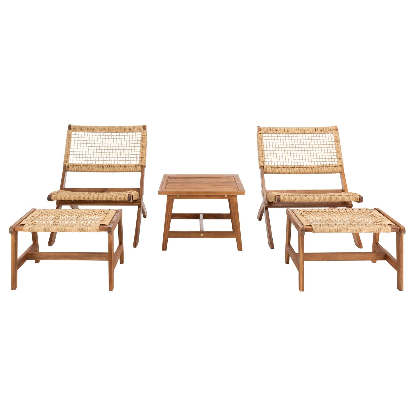 Ensemble de chaises et table d'extérieur SAFAVIEH Lissy en acacia et corde - 24 l x 28 p x 31 h