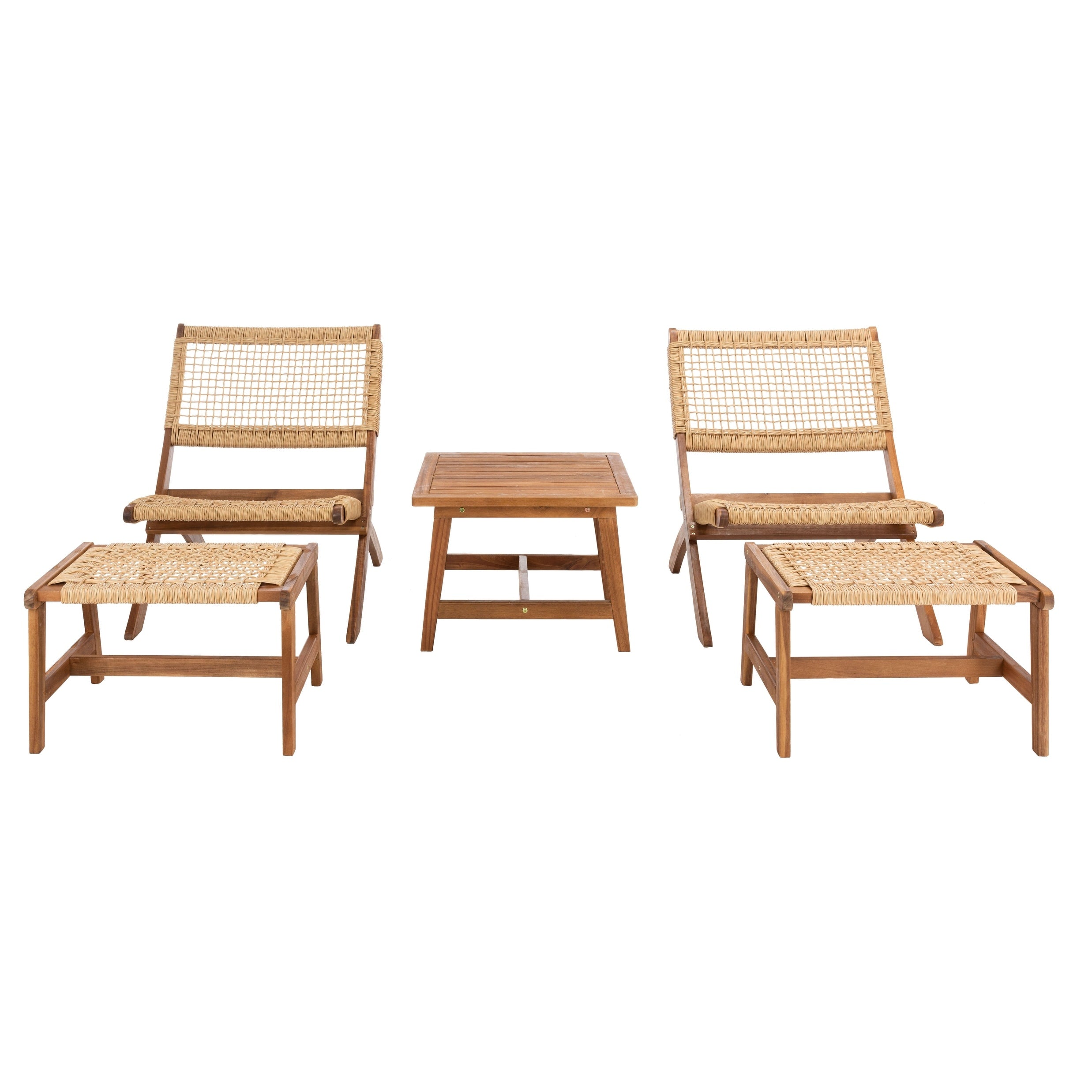 Ensemble de chaises et table d'extérieur SAFAVIEH Lissy en acacia et corde - 24 l x 28 p x 31 h