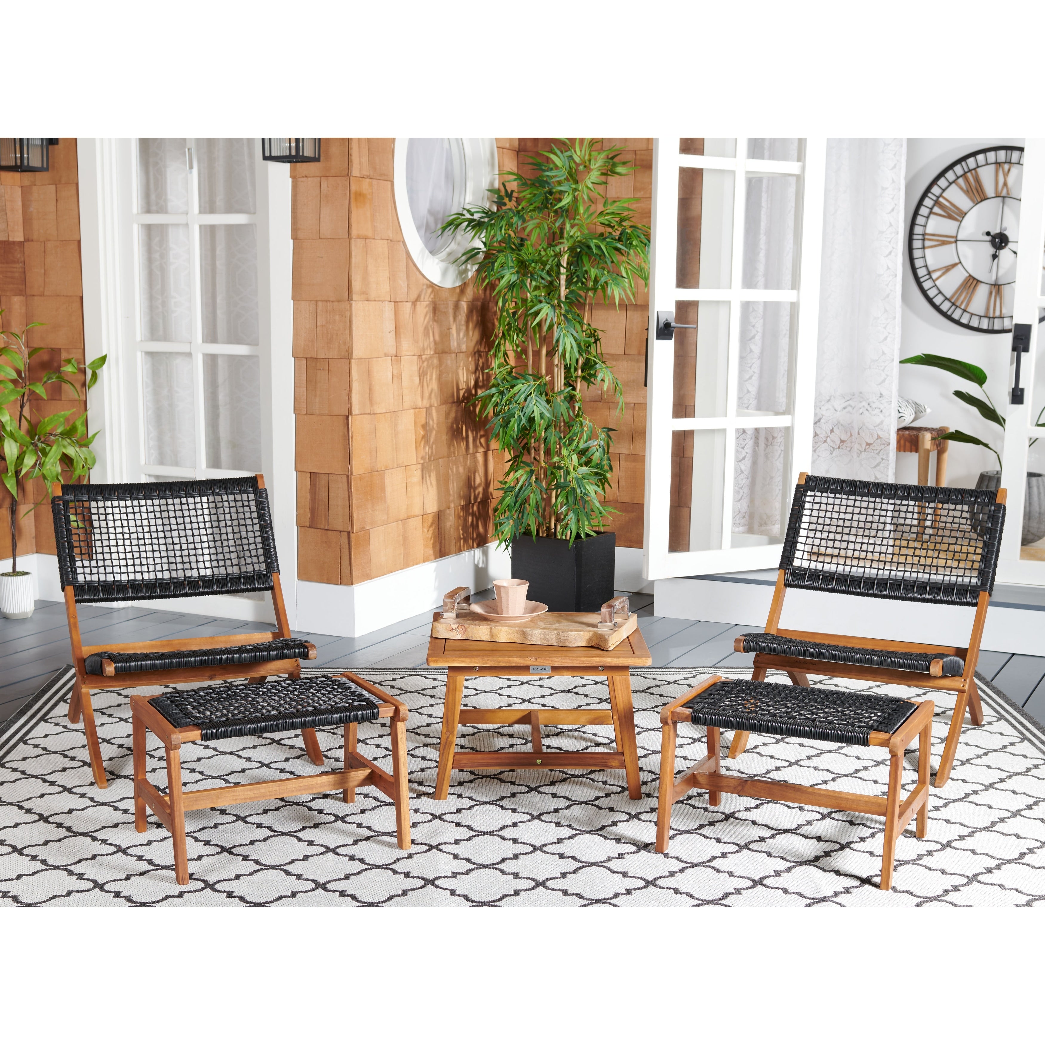 Ensemble de chaises et table d'extérieur SAFAVIEH Lissy en acacia et corde - 24 l x 28 p x 31 h