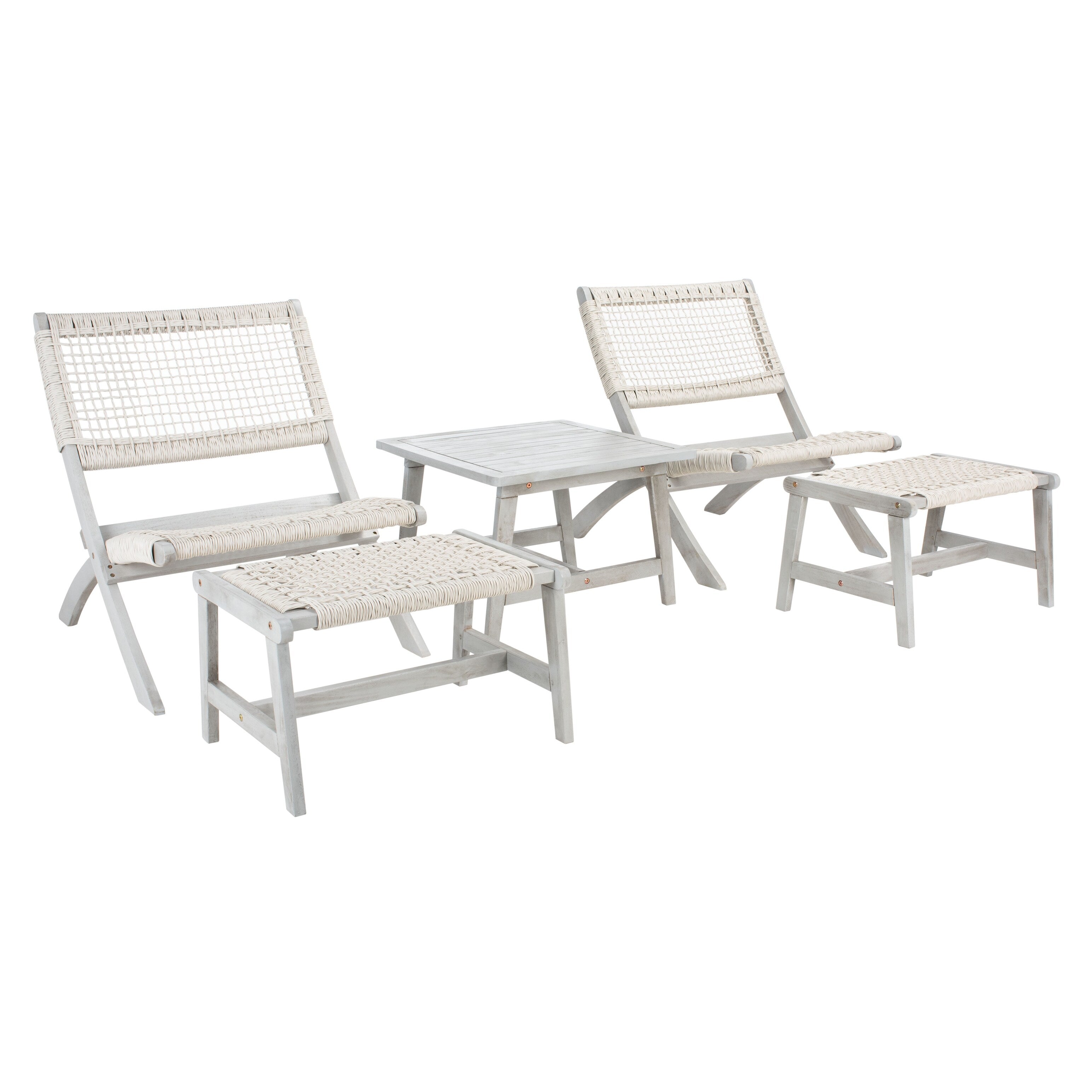 Ensemble de chaises et table d'extérieur SAFAVIEH Lissy en acacia et corde - 24 l x 28 p x 31 h