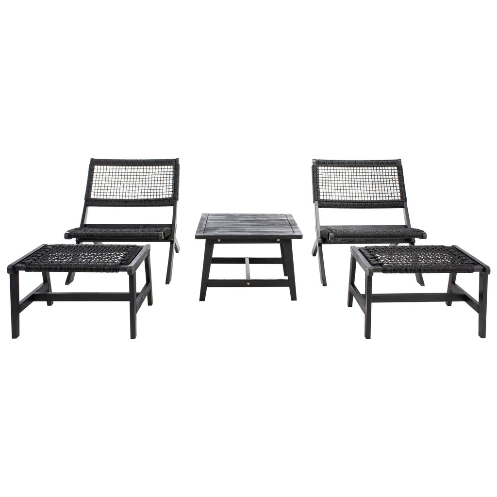 Ensemble de chaises et table d'extérieur SAFAVIEH Lissy en acacia et corde - 24 l x 28 p x 31 h