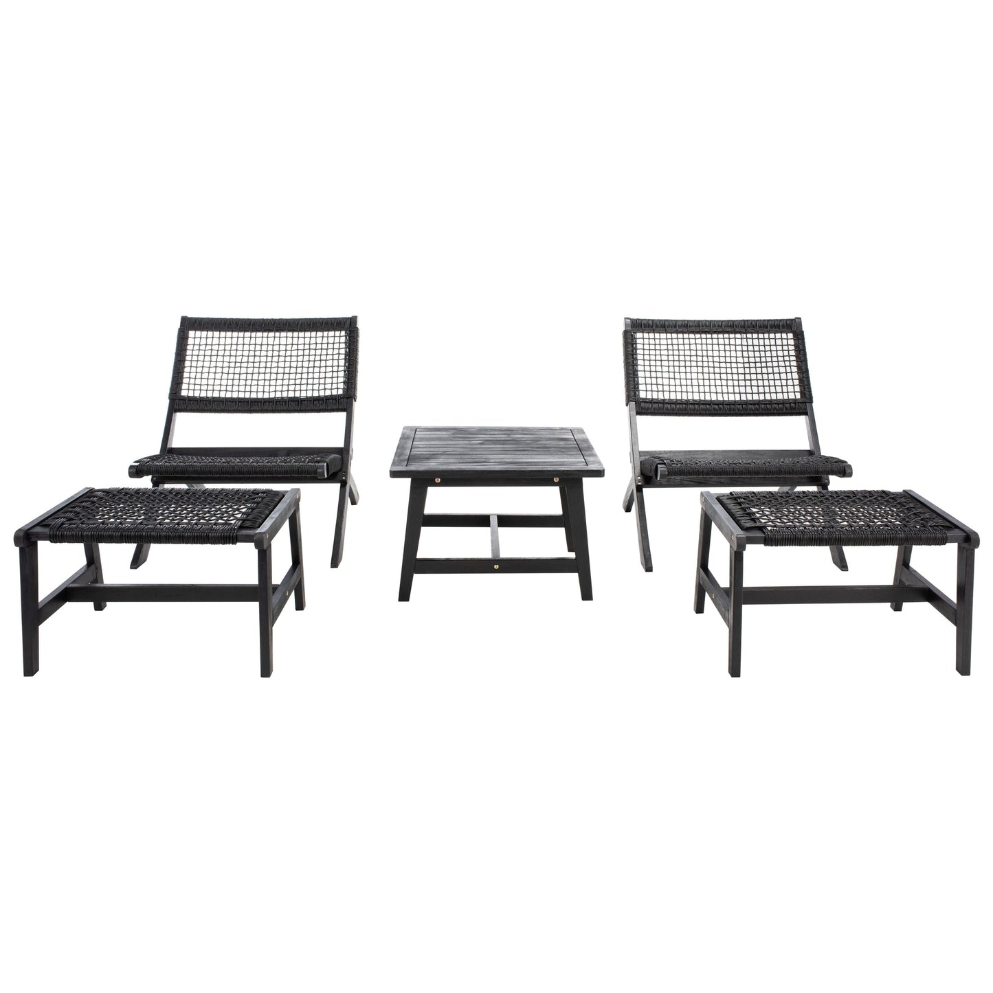 Ensemble de chaises et table d'extérieur SAFAVIEH Lissy en acacia et corde - 24 l x 28 p x 31 h