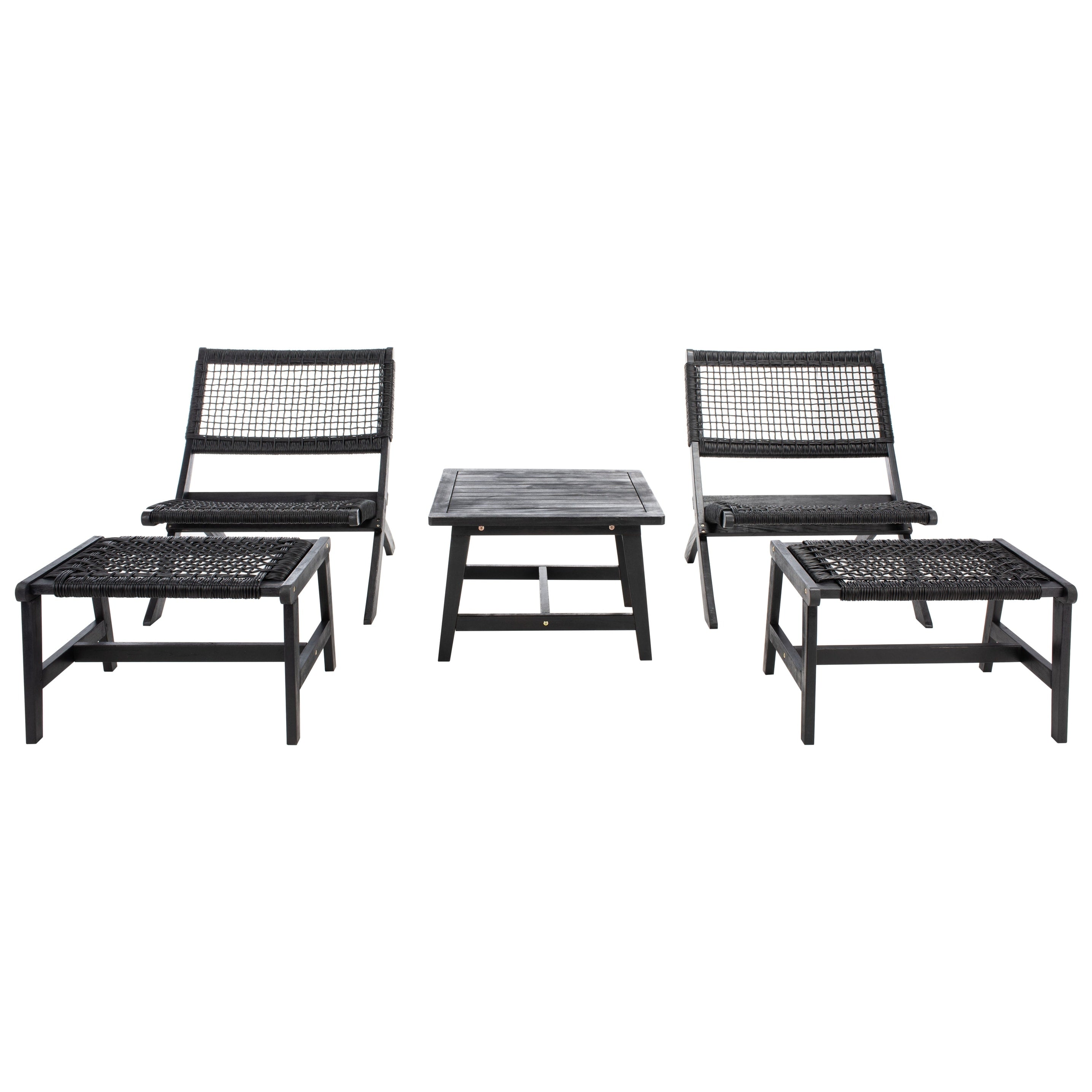 Ensemble de chaises et table d'extérieur SAFAVIEH Lissy en acacia et corde - 24 l x 28 p x 31 h